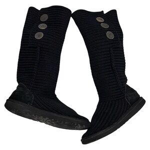 UGG Black Knit Heeled Boots
